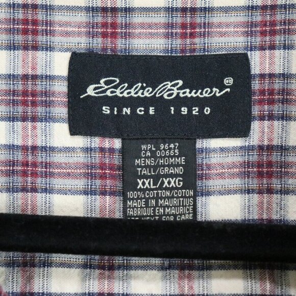 Eddie Bauer Plaid Shirt Mens 2XL Heavy Cotton Long Sleeve Button Up Burgundy - Picture 2 of 11
